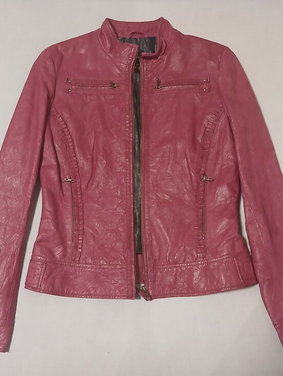 Danier Jackets & Blazers - Danier Women's Genuine Leather Pink Moto Biker Jacket Small S Y2K Fitted